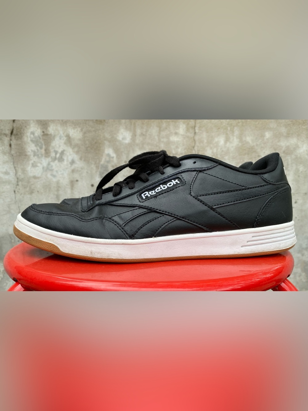 Black Leather Reebok Court Advance Sneaker - size 12.5